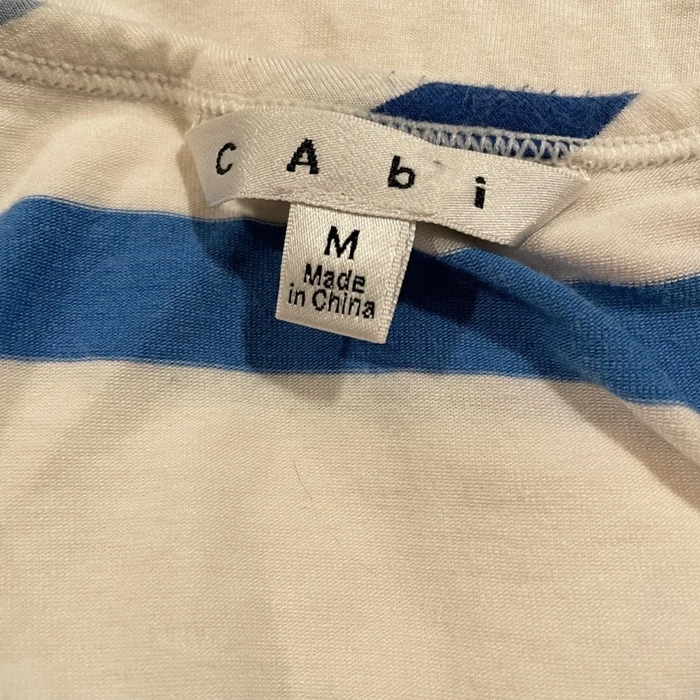 CAbi blue & white striped top. Stripes alternate from bright to faded. Size M W - Picture 4 of 5